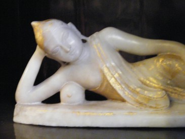 #1668  Large Marble Burmese Reclining Buddha, 19th Century