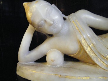 #1668  Large Marble Burmese Reclining Buddha, 19th Century