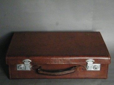 #1015 Attache Style Small Leather Suitcase, circa 1925 - 1950 **SOLD**