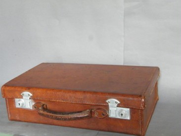 #1015 Attache Style Small Leather Suitcase, circa 1925 - 1950 **SOLD**