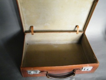 #1015 Attache Style Small Leather Suitcase, circa 1925 - 1950 **SOLD**