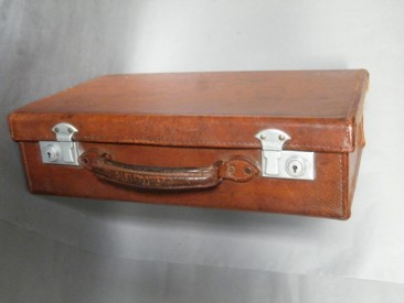 #1015 Attache Style Small Leather Suitcase, circa 1925 - 1950 **SOLD**