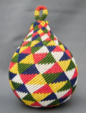 #1788  Decorative mid 20th Century African Beaded Gourd, circa 1930 - 1970