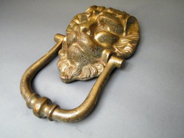 #1698Large  Antique Gilt Brass Lion Door Knocker, 19th Century **Sold** 2023