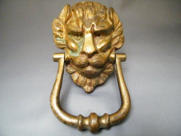 #1698Large  Antique Gilt Brass Lion Door Knocker, 19th Century **Sold** 2023