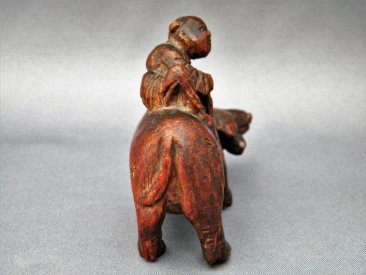 #1740  Rare Chinese Carved Bamboo Boy on Buffalo, Ming Dynasty 1368-1644