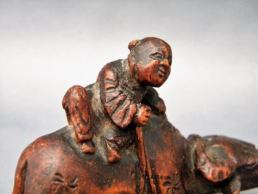 #1740  Rare Chinese Carved Bamboo Boy on Buffalo, Ming Dynasty 1368-1644