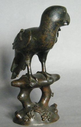 #1818  Very Rare Early 17th Century Chinese Bronze Parrot Incense Burner,   **Sold** to Taiwan July 2022