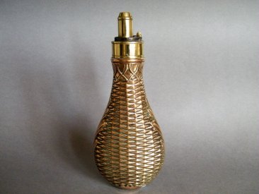 #1738  Victorian Copper & Brass Powder Flask, circa 1840 - 1860