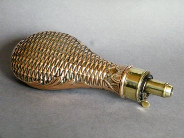 #1738  Victorian Copper & Brass Powder Flask, circa 1840 - 1860