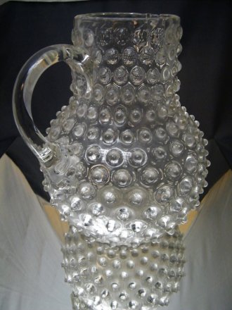 #1763 Large Victorian "Hobnail" Blown Glass Water Jug by Hobbs & Brukunier (U.S.A.), circa 1886  **SOLD**  October 2019