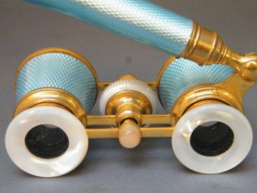 #1780  Pale Blue Guilloché Enamelled Opera Lorgnette Binoculars retailed by Asprey,  London circa 1900 **SOLD** August 2021