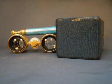 #1780  Pale Blue Guilloché Enamelled Opera Lorgnette Binoculars retailed by Asprey,  London circa 1900 **SOLD** August 2021