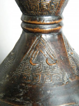 #1801 12th - 14th Century Chinese Bronze Double Gourd Flower Vase **Sold** to Taiwan September 2022