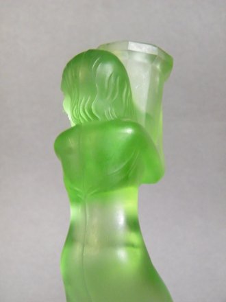 #1809 Green Glass Art Deco Candle Holder, circa 1930s **SOLD** 2020