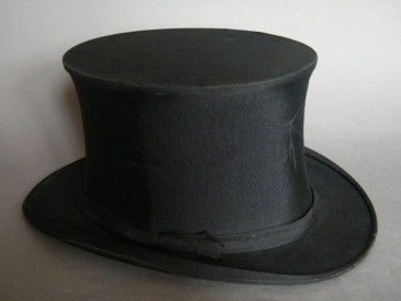 #1228 Victorian Black Silk Collapsible Top Hat (Opera Hat), circa 1890s **SOLD**