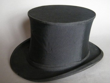 #1228 Victorian Black Silk Collapsible Top Hat (Opera Hat), circa 1890s **SOLD**