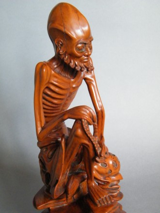 #0009   18th Century Chinese Boxwood Figure 'Damo'  -  Sold to China - April 2012 售至中国 - 2012 年4月