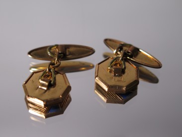 #1640  Gents Art Deco Cuff Links, circa 1930s