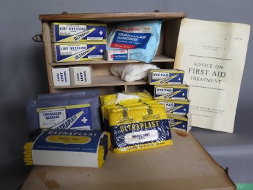 #1757  Wall Mounted Factory / Work Place First Aid Kit, circa 1959