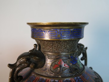 #1630 Rare Bronze Vase with Iznik Style Decoration from Japan, circa 1890 - 1910