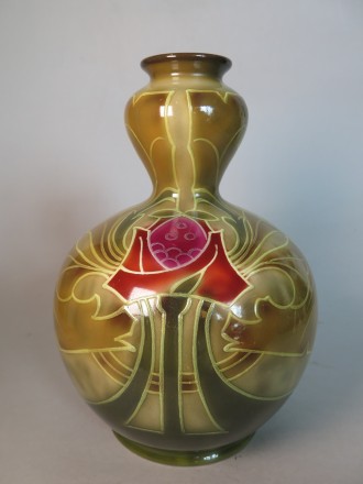 #1293  Tube Lined Secessionist Style Art Nouveau Vase by Royal Bonn, Germany circa 1904 **SOLD** Summer 2017