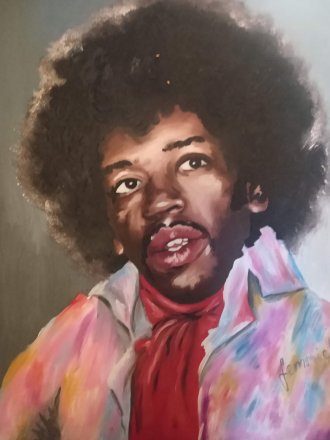 #1861 "Jimi Hendrix"  Acrylic on Canvas, Collection of June Furlong **SOLD**  June 2021