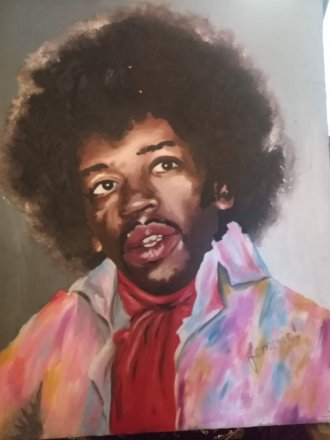 #1861 "Jimi Hendrix"  Acrylic on Canvas, Collection of June Furlong **SOLD**  June 2021