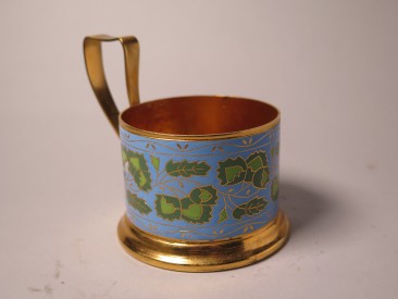 #1598  Cloisonne Enamel Soviet Russian Tea Glass Holder