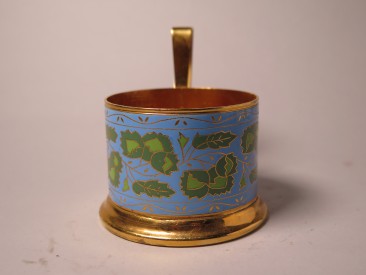 #1598  Cloisonne Enamel Soviet Russian Tea Glass Holder