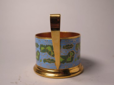 #1598  Cloisonne Enamel Soviet Russian Tea Glass Holder