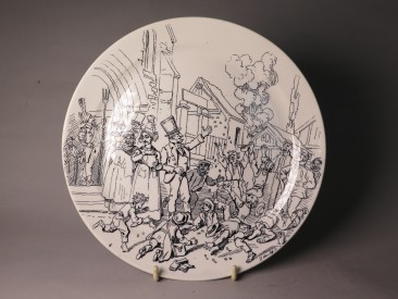 #1512  Creil Montereau Satirical Plate from France (1876-1884)