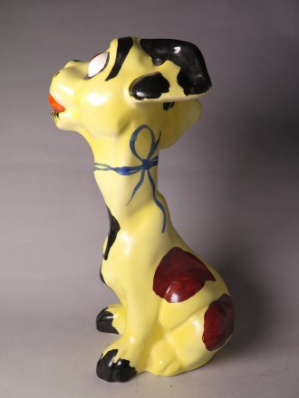 #1599  Rare 1930s Painted Pottery Dog  **SOLD**  December 2011