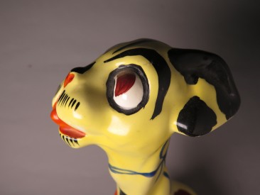 #1599  Rare 1930s Painted Pottery Dog  **SOLD**  December 2011