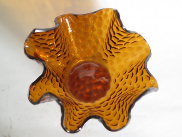 #1547  Chance Brothers Glass 'Hammered' Handkerchief Vase, circa 1965