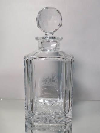#1560 Late 20th Century Bohemian Glass Lead Crystal Decanter "Audentes Fortuna Luvat"  **Sold** 2018