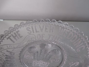 #1581  Antique Royal Commemorative Glass Bowl - Silver Wedding Prince & Princess Wales March 10th 1888  **SOLD** 2017