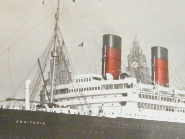 #1759  Framed Photograph R.M.S. Aquitania Liverpool, circa 1939  **Sold** May 2019