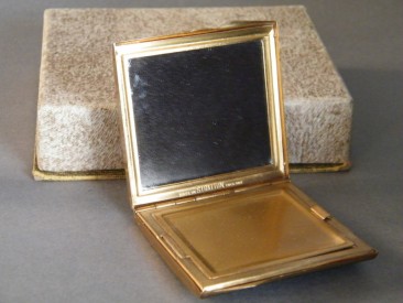 #0217 Boxed Stratton Persian Pattern Powder Compact & Lipstick Holder circa 1950s **SOLD**