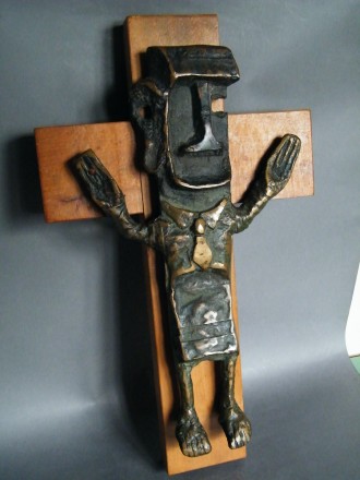 #0355 Rare Arthur Dooley Bronze "Crucifixion" Sculpture, circa 1960s **PRICE ON REQUEST** 售价待询