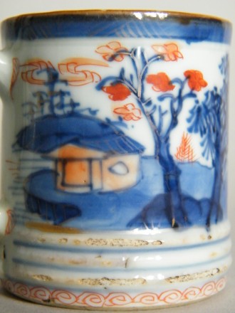 #1642  Rare Chinese Export Porcelain Miniature Ale Tankard form Coffee Can, circa 1700-1730