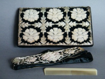 #0727 Velvet Brocade Ladies Evening Bag & Belt from India, circa 1930-1950 **SOLD**