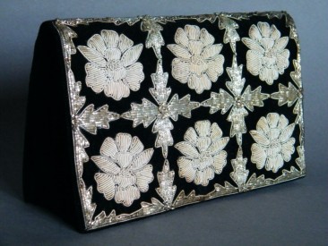 #0727 Velvet Brocade Ladies Evening Bag & Belt from India, circa 1930-1950 **SOLD**