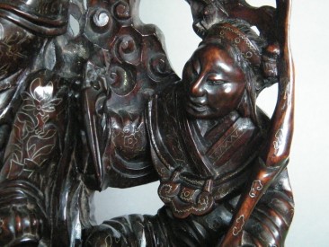 #1026  Rare 18th/19th Century Chinese Carved Hardwood Sculpture - Hehe Erxian  **Price on Request 售价待询**