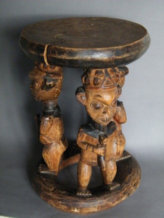 #0245  Late 19th or early 20th Century Carved African Stool from Cameroon