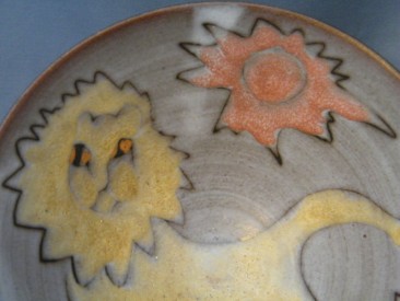 #0036   Rare 'Lion & Sun' Studio Pottery Bowl by Tessa Fuchs (1936-2012)  **Sold**