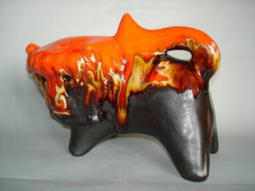 #0025 Large 1960s - 70s Eric Leaper Studio Pottery Bison **Sold** to UK