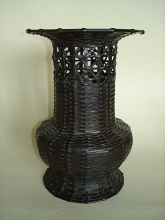 #0108 Japanese Bronze 'Basket Weave' vase - 19thCentury