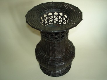 #0108 Japanese Bronze 'Basket Weave' vase - 19thCentury