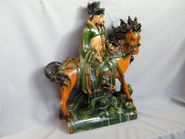 #0375  Fine Very Rare Ming Celestial Horse & Rider Ridge Tile **Sold**  to Taiwan - Sepember 2013 售至台湾 - 2013年 9月